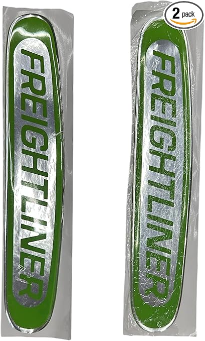 Semi Truck Grill and Hood Emblem Logo Sticker Freighliner Green Color 1 Pair