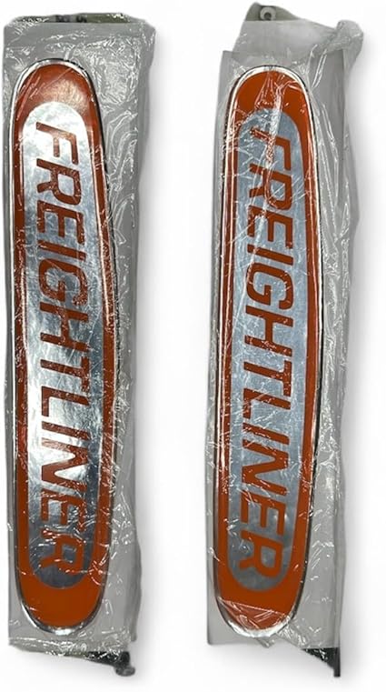 Semi Truck Grill and Hood Emblem Logo Sticker Freightliner Orange 1 Pair
