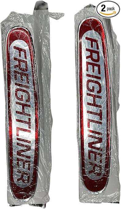 Semi Truck Grill and Hood Emblem Logo Sticker Freighliner Red Color 1 Pair