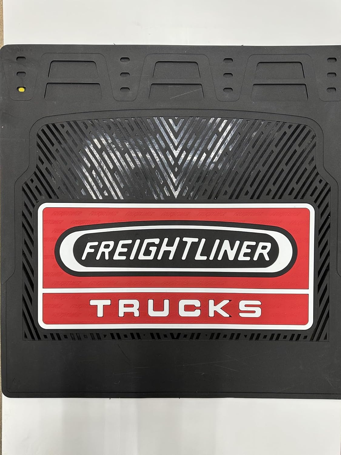 Semi Truck Freightliner 24x30 Black Mudflaps with Red Logo Pair