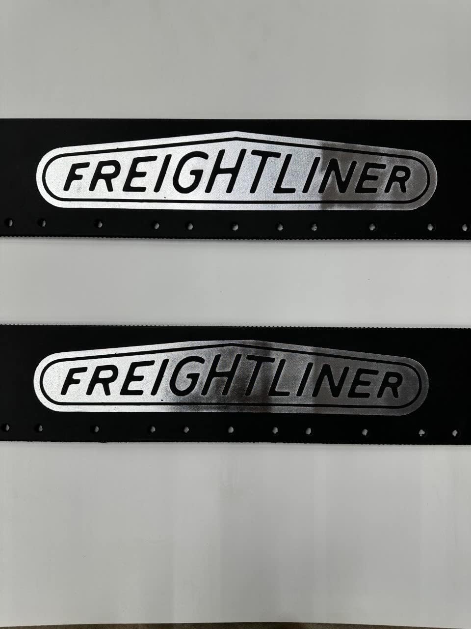 Semi-Truck Freightliner Quater Fender Mudflaps 24x5 Black Silver Logo Pair