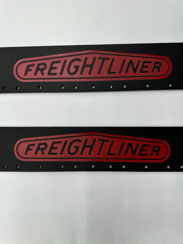 Semi-Truck Freightliner Quater Fender Mudflaps 24x5 Black Red Logo Pair