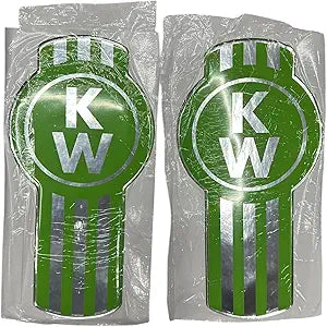 Semi Truck Grill and Hood Emblem Logo Sticker Compatible with Kenworth Green Color 1 Pair