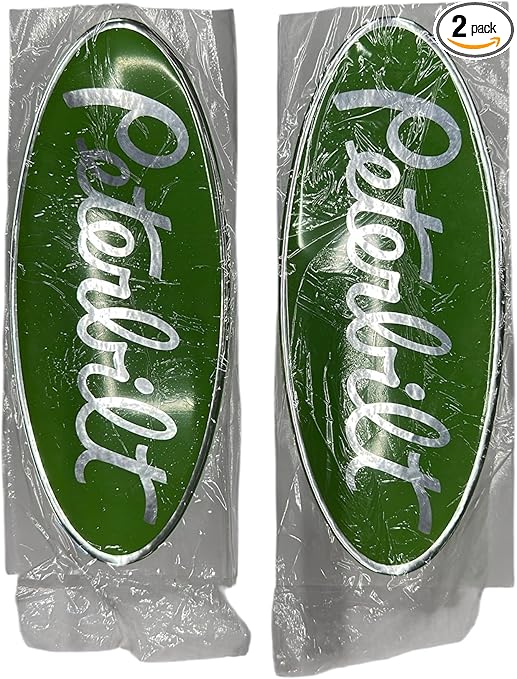 Semi Truck Grill and Hood Emblem Logo Sticker Compatible with Peterbuilt Green Color 1 Pair