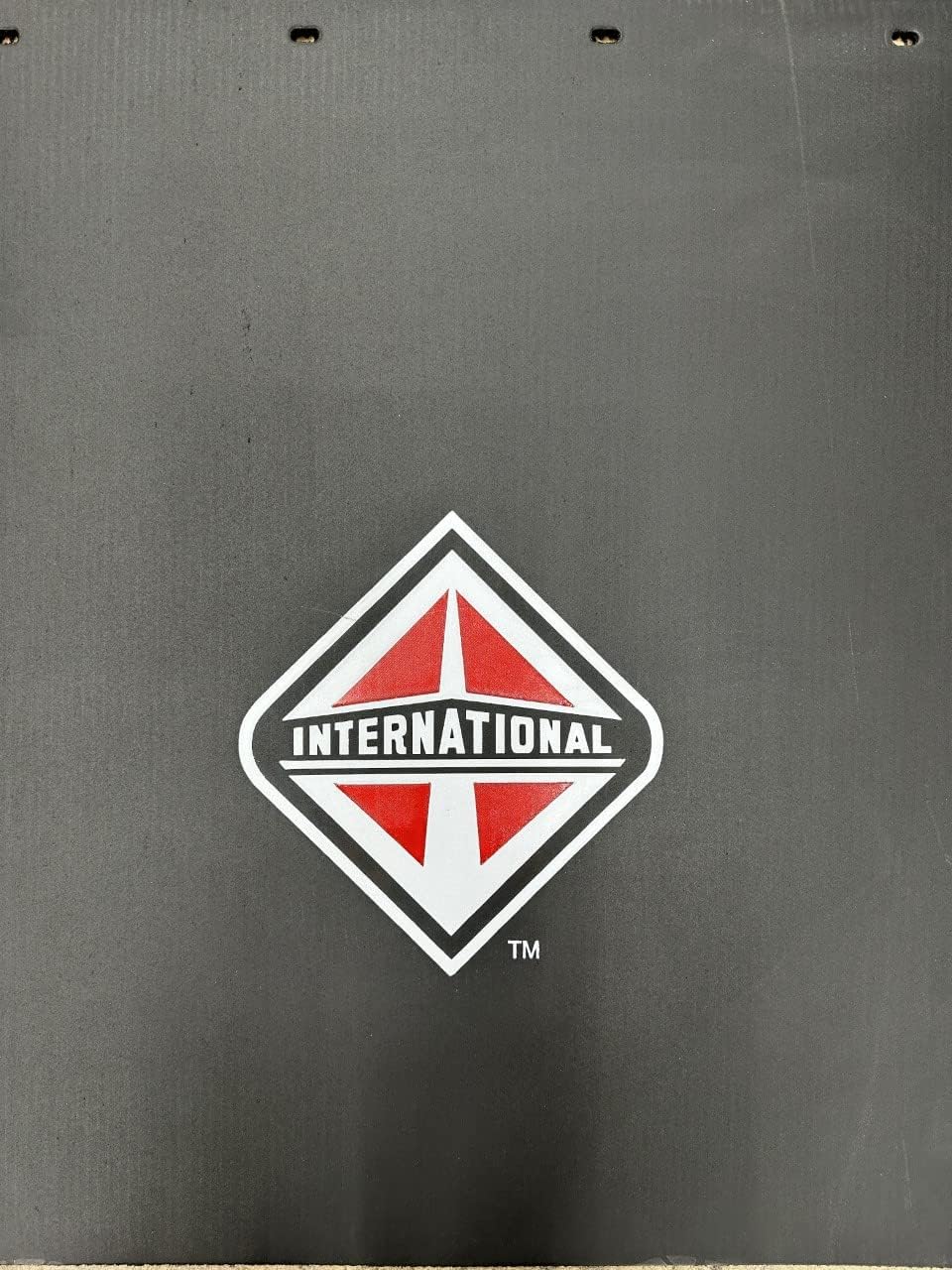 Semi Truck International 24x30 Black Mudflaps with White Logo 1 Pair