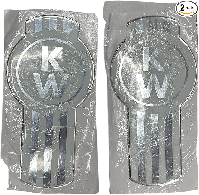 Semi Truck Grill and Hood Emblem Logo Sticker Compatible with Kenworth White Color 1 Pair