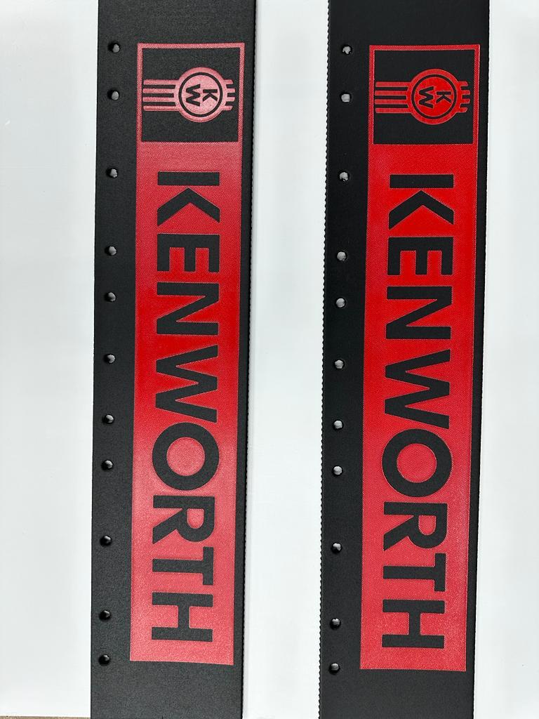 Semi-Truck Kenworth Quater Fender Mudflaps 24x5 Black Red Logo Pair