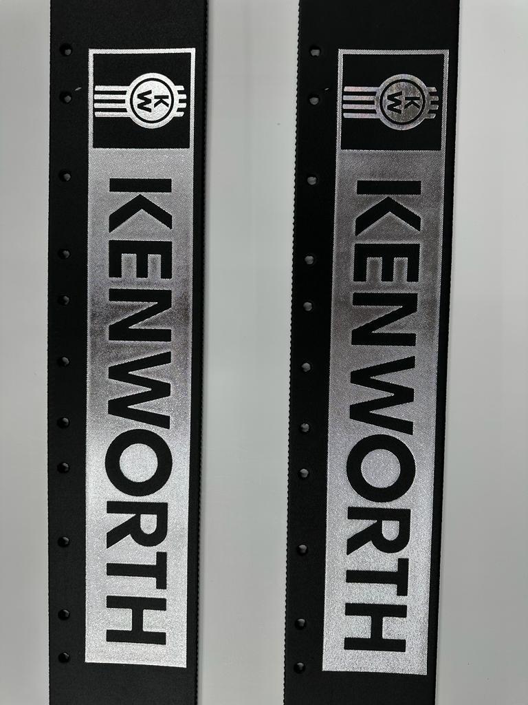 Semi-Truck Kenworth Quater Fender Mudflaps 24x5 Black Silver Logo Pair