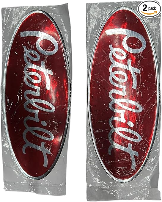 Semi Truck Grill and Hood Emblem Logo Sticker Compatible with Peterbuilt Red Color 1 Pair
