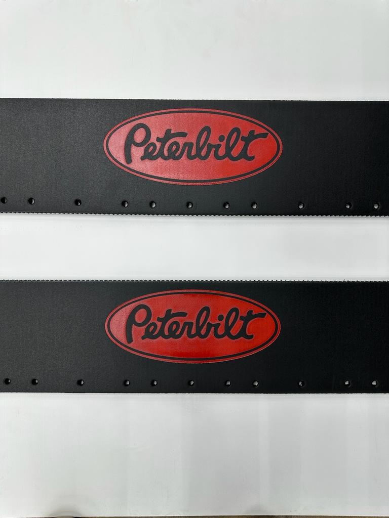Semi-Truck Peterbuilt Quater Fender Mudflaps 24x5 Black Red Logo Pair