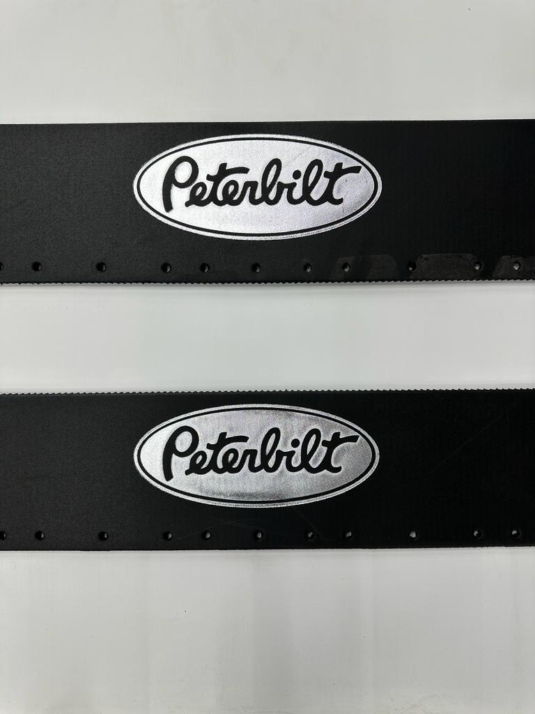 Semi-Truck Peterbuilt Quater Fender Mudflaps 24x5 Black Silver Logo Pair