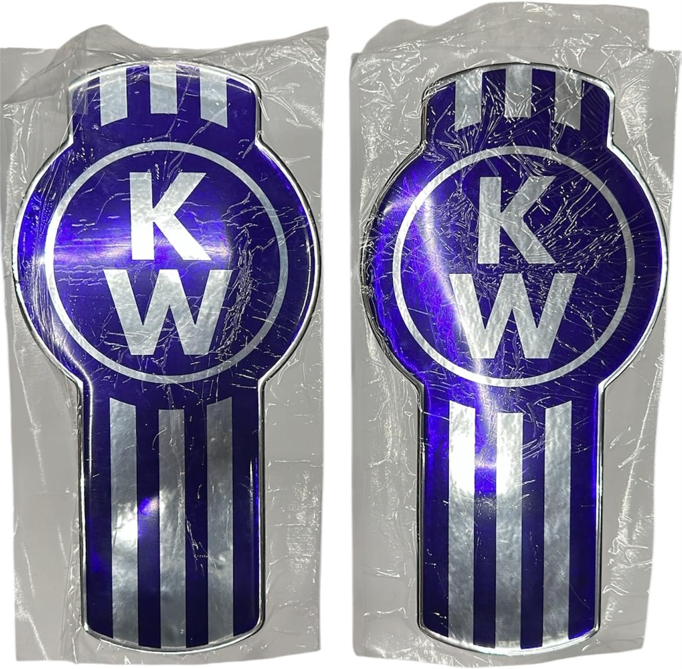 Semi Truck Grill and Hood Emblem Logo Sticker Compatible with Kenworth Purple Color 1 Pair