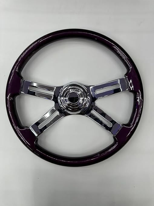 Freightliner 18" Chrome Yellow Steering Wheel With Hub and Horn Button Kit Fits Century, Columbia, FLD120, Classic 1989-2006