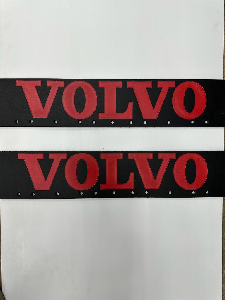 Semi-Truck Volvo Quater Fender Mudflaps 24x5 Black Red Logo Pair