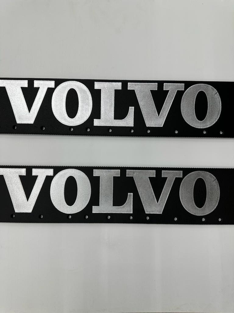 Semi-Truck Volvo Quater Fender Mudflaps 24x5 Black Silver Logo Pair