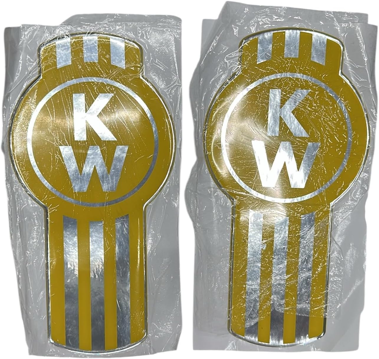 Semi Truck Grill and Hood Emblem Logo Sticker Compatible with Kenworth Yellow Color 1 Pair